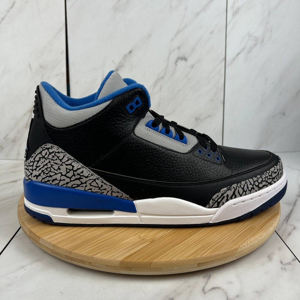 2014 Nike Air Jordan 3 Retro Sport Blue Mens Size 12.5 Black Sneakers 136064-007